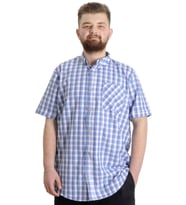 Mode XL Büyük Beden Erkek Gömlek Ekose Kısa Kollu 23301 Mor