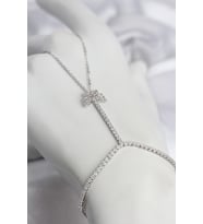 Gümüş Renk Pirinç Zirkon Taşlı Kelebek Model Şahmeran 5886 - SSSSSS7526-3705