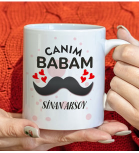 BK Gift Kişiye Özel Canım Babam Tasarımlı Beyaz Kupa Bardak, Doğum Günü Hediyesi