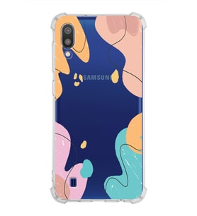 Samsung Galaxy M10  Köşe Korumalı Antişok Kapak Karışık Renkler Tasarımlı Şeffaf Silikon Kılıf