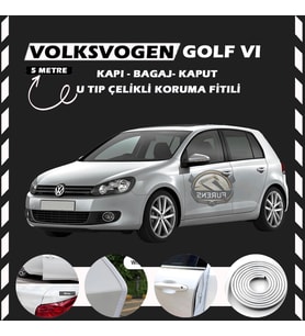 Volksvogen Golf 6 Oto Araç Kapı Koruma Fitili 5metre Parlak Beyaz Renk