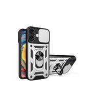 Iphone 16 Kılıf Pars Lens Yüzüklü Silikon - Gümüş