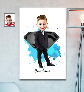 Kişiye Özel Erkek Çocuk Karikatürlü Ahşap Tablo Model-1