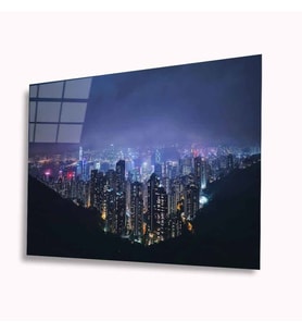 Şehir Manzara Cam Tablo 4mm Dayanıklı Temperli Cam