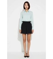 Kadın A-Line Mini Etek %100 Pamuk Gabardin Pili Detaylı Normal Bel Günlük Rahat Kesim Modern Şık