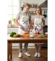Erkek Unisex Aşçı Önlüğü Kuru Kafa Baskılı Mutfak Sanatçısı Motifli Rahat Kesim Günlük Modern Şık