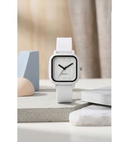 Unisex Beyaz Minimal Saat Silikon Kordon Kare Kasa Hafif & Yazlık Kol Saati