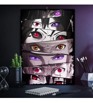Naruto Gözleri Anime Dizi Tasarım 4 Boy Seçenekli Hediyelik 8mm Dekoratif Ahşap Tablo