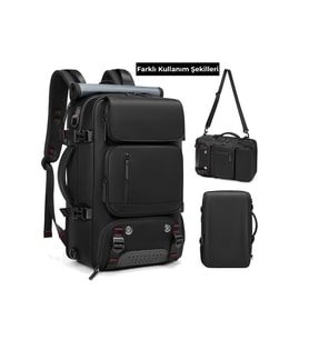 Ayakkabı Bölmeli Su Geçirmez Spor & Seyahat Sırt Çantası – 30L – 16” Laptop Bölmeli (Siyah)