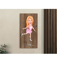 BK Gift Kişiye Özel Buz Pateni Karikatürlü Kabartma Figürlü Ahşap Tablo-1, Arkadaşa Hediye, Sevgiliye Hediye, Duvar Dekoru