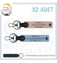 Asfalt Şampiyonlarına Özel, İsim Plaka ve B- Kan Grubu Yazılı x2' li Anahtarlık, Yavruağzı-Mavi-Laci (Çok Renkli)