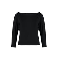 Moda Büyük Beden Carmen Yaka Örme Fit Düz Desen Casual Günlük Regular Uzun Kol Bluz (Siyah)
