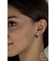 Union Swarovski Crystal Kadın Çift Renk Sallantılı Çivili Gümüş Küpe