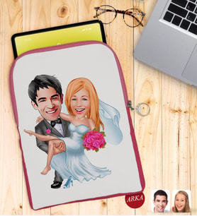 BK Gift Kişiye Özel Evleniyoruz Karikatürlü Taşınabilir Koruyucu Tablet Kılıfı & Organizer Çanta - Pembe-9