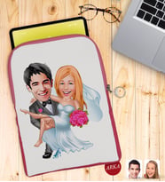 BK Gift Kişiye Özel Evleniyoruz Karikatürlü Taşınabilir Koruyucu Tablet Kılıfı & Organizer Çanta - Pembe-9