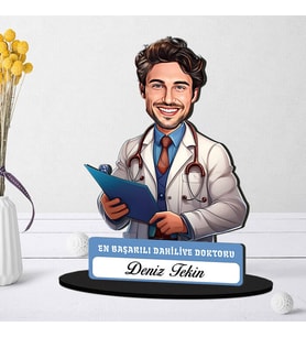 En Başarılı Erkek Dahiliye Doktoruna Hediye Karikatürlü Biblo