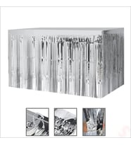 Parlak Saçaklı Işıltılı Masa Eteği 75cm x 275cm - Gümüş (STD)