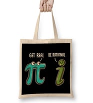 Be Rational Get Real Funny Math Joke Stats Pun Bez Çanta Uzun Saplı