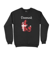 Danimarka Haritalı ve Bayraklı Siyah Sweatshirt