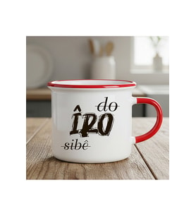 Do Îro Sibê Tasarımlı Kürtçe Enamel KIRMIZI Kupa Bardak - Do Îro Sibê Enamel Kupası (Beyaz)