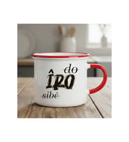 Do Îro Sibê Tasarımlı Kürtçe Enamel KIRMIZI Kupa Bardak - Do Îro Sibê Enamel Kupası (Beyaz)