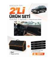 e-biz SUBARU OUTBACK (1998-2003) Uyumlu Torpido Örtüsü + Deri Çanta - Siyah-Kahverengi - SU006