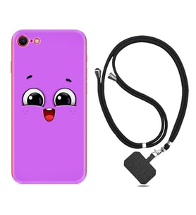 Apple iPhone 5 6 7 8 Plus Se XR Kılıf Boyun Askılı Silikon Purple Sweety 1717