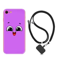 Apple iPhone 5 6 7 8 Plus Se XR Kılıf Boyun Askılı Silikon Purple Sweety 1717