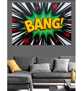 Bang Yazılı Pop Art Patlama Dekoratif Kanvas - Mdf Ahşap Tablo