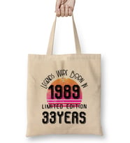 1989 Birthday Gift - Made, Born in 1989 Gift - 33th Year Old Birthday Gift Vintage Style Bez Çanta Uzun Saplı