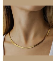 MurayShine Balık Sırt İtalyan Yassı Paslanmaz Çelik Basic Kolye (Gold, Gümüş) (Gold)