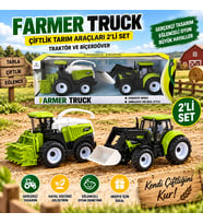Oyuncak Traktör ve Biçerdöver 2'li Çiftlik Seti Farmer Truck Tarım Araçları