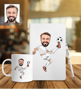 Kişiye Özel Futbolcu Tasarımlı Karikatür Defter Kalem Kupa Set 116