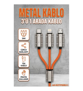 120W 6A Hızlı Şarj ve Veri Kablosu – Çinko Alaşımlı Metal Konnektörlü