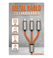 120W 6A Hızlı Şarj ve Veri Kablosu – Çinko Alaşımlı Metal Konnektörlü