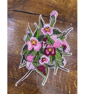 26X16 CM TÜL ÜZERİ NAKIŞ ÇİÇEK GÜL YAPRAK DAL İŞLEME APLİKE DİKİŞ AKSESUARI