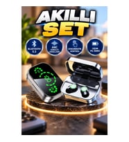 Bluetooth ANC Özellikli Dokunmatik Akıllı Saat ve Kablosuz Kulaklık Seti