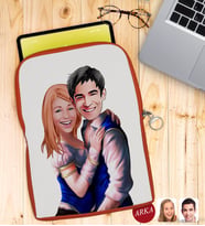 BK Gift Kişiye Özel Sevgililer Karikatürlü Taşınabilir Koruyucu Tablet Kılıfı & Organizer Çanta - Turuncu-36