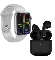 Siyah Bluetooth Pro 5 Kulaklık HW12 Full Ekran Smartwatch Gri Akıllı Saat