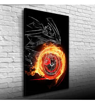 Siyah ve Turuncu Tonlarda Spor Motosiklet Kanvas Tablo 50 x 70