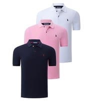 ÜÇLÜ SET T8561 DEWBERRY ERKEK T-SHIRT-LACİVERT-BEYAZ-PEMBE (Karışık)