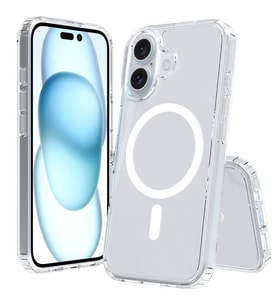 Lexroo iPhone 16 Kılıf M-safe Şarj Özellikli Şeffaf Sert PC Embos Kılıf - Şeffaf