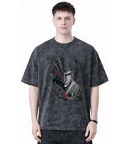Berserk Guts Anime Baskılı Unisex Oversize Eskitme Yıkamalı Tişört