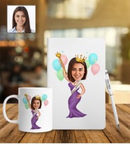 Doğum Gününe Özel Tasarımlı Karikatür Defter Kalem Kupa Set 40