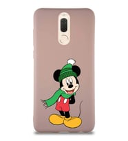 Huawei Mate 10 Lite Soft Premier Kapak Mickey Mouse-G Tasarımlı Silikon Kılıf - Pudra (Şeffaf)