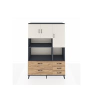 Hyperion Dolap 8 Raflı 5 Çekmeceli 3 Kapaklı 132x44x195 Antrasit-Aytaşı/Çam