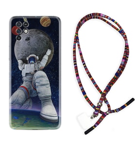 INFINIX Note 11 Pro Note 10 Hot 9 Play Kılıf Boyun Asklı Rasta Silikon Astronot ve Dünya 1759