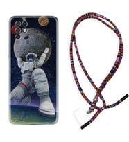 INFINIX Note 11 Pro Note 10 Hot 9 Play Kılıf Boyun Asklı Rasta Silikon Astronot ve Dünya 1759