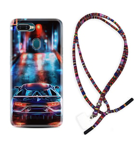 Oppo A5S A15 A16 A54 A55 A73 A74 Kılıf Boyun Asklı Rasta Silikon Neon Cars 1724