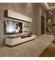Decoraktiv Trendstyle 5S Mdf Tv Ünitesi Tv Sehpası - Ceviz Beyaz (Beyaz - Kahverengi)
